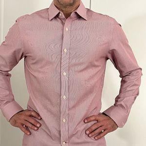 Men’s cotton pin stripe button down shirt. Like new.